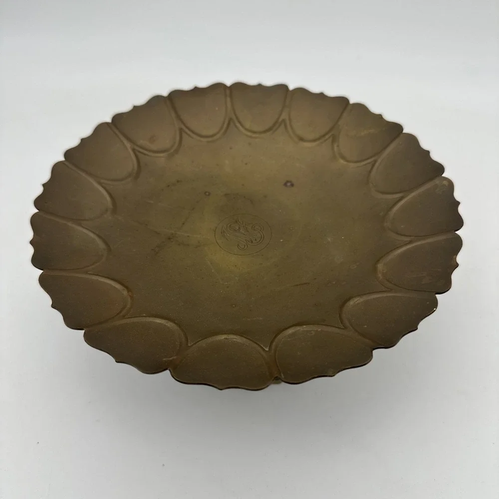 Vintage Antique Mottahedeh Brass Footed Candy Dish Decor Holder 4